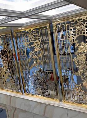 简约铜铝艺QFE入户玄关屏风客餐隔花屏断遮挡酒店装厅饰雕镂空花