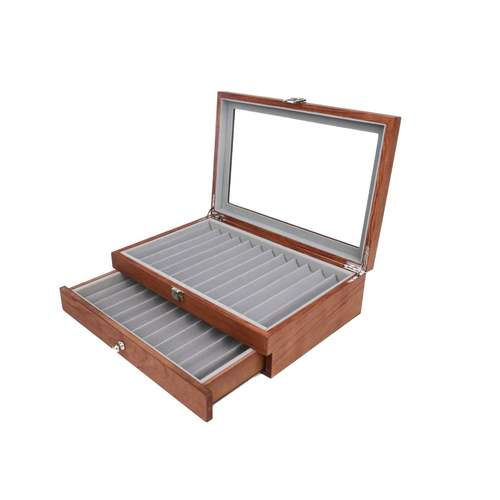 现货笔收纳盒23位木质抽屉式CQZ钢笔盒包装笔盒钢双层大容量盒