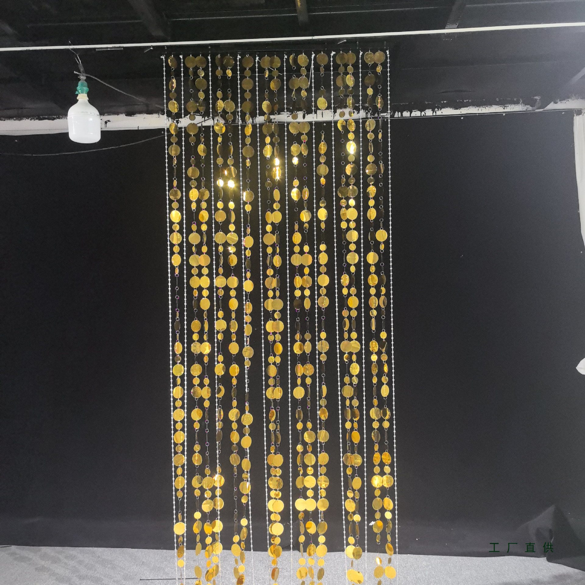 婚礼堂舞台背景珠光亮片挂件