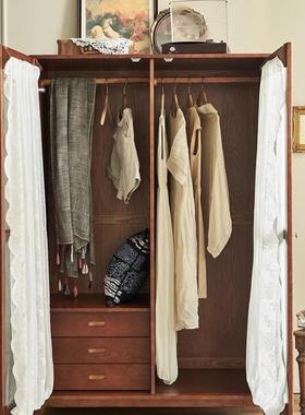 衣柜户型藤实木小卧室家用橡胶木FOE储编物柜推拉门民衣宿橱柜子