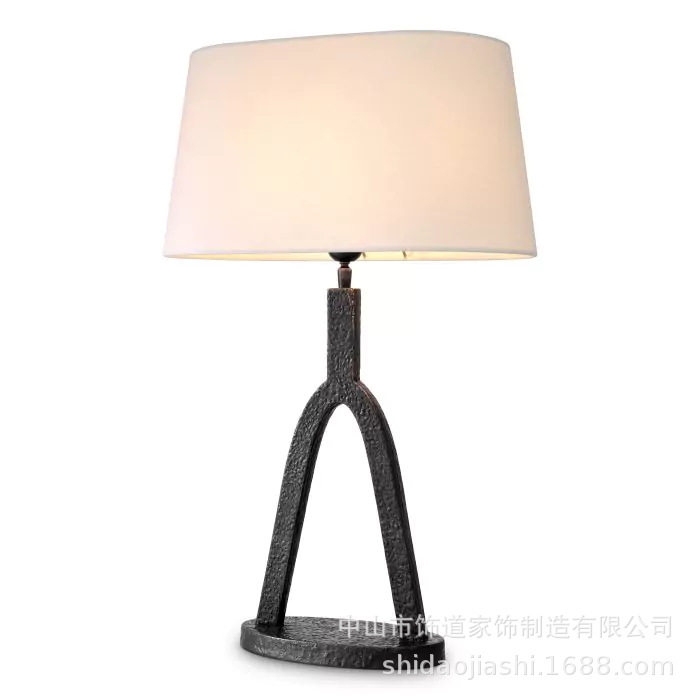美式轻奢复古全铜布艺装饰台灯
