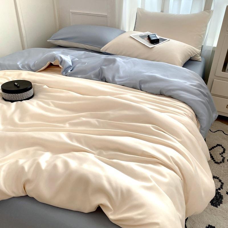 夏真季色双三面冰丝四件套水洗丝被套夏单天凉感XEM床宿舍件套包