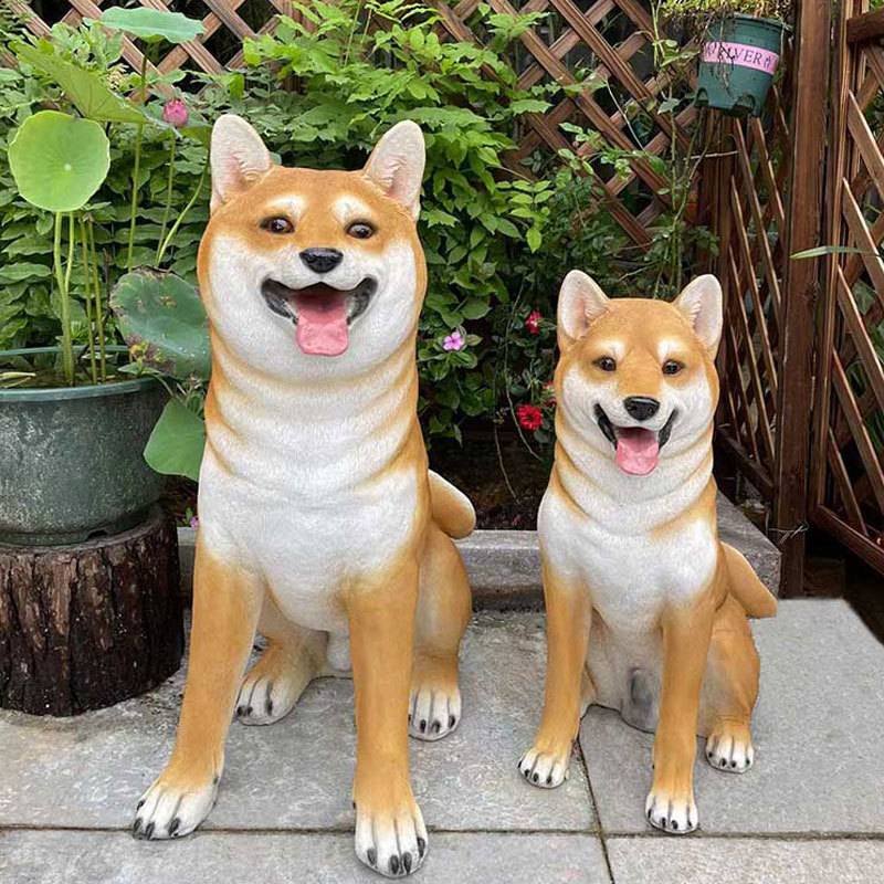 柴犬狗摆件客厅落地仿真秋田犬模型家居电视柜庭院装饰大型看门狗