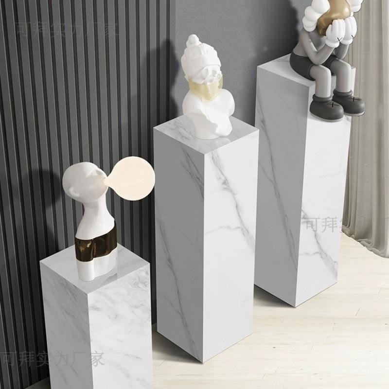 新款岩板NWC厅摆台轻奢落式酒店办公花摆架展示台座地客落地件