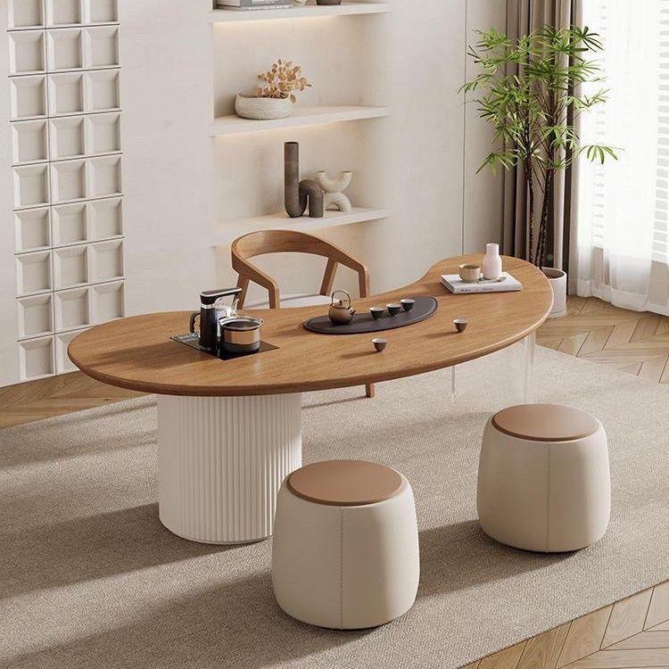 奶油简约实嘉德家具木原木小型茶台阳桌台桌椅家组合茶桌用泡网茶