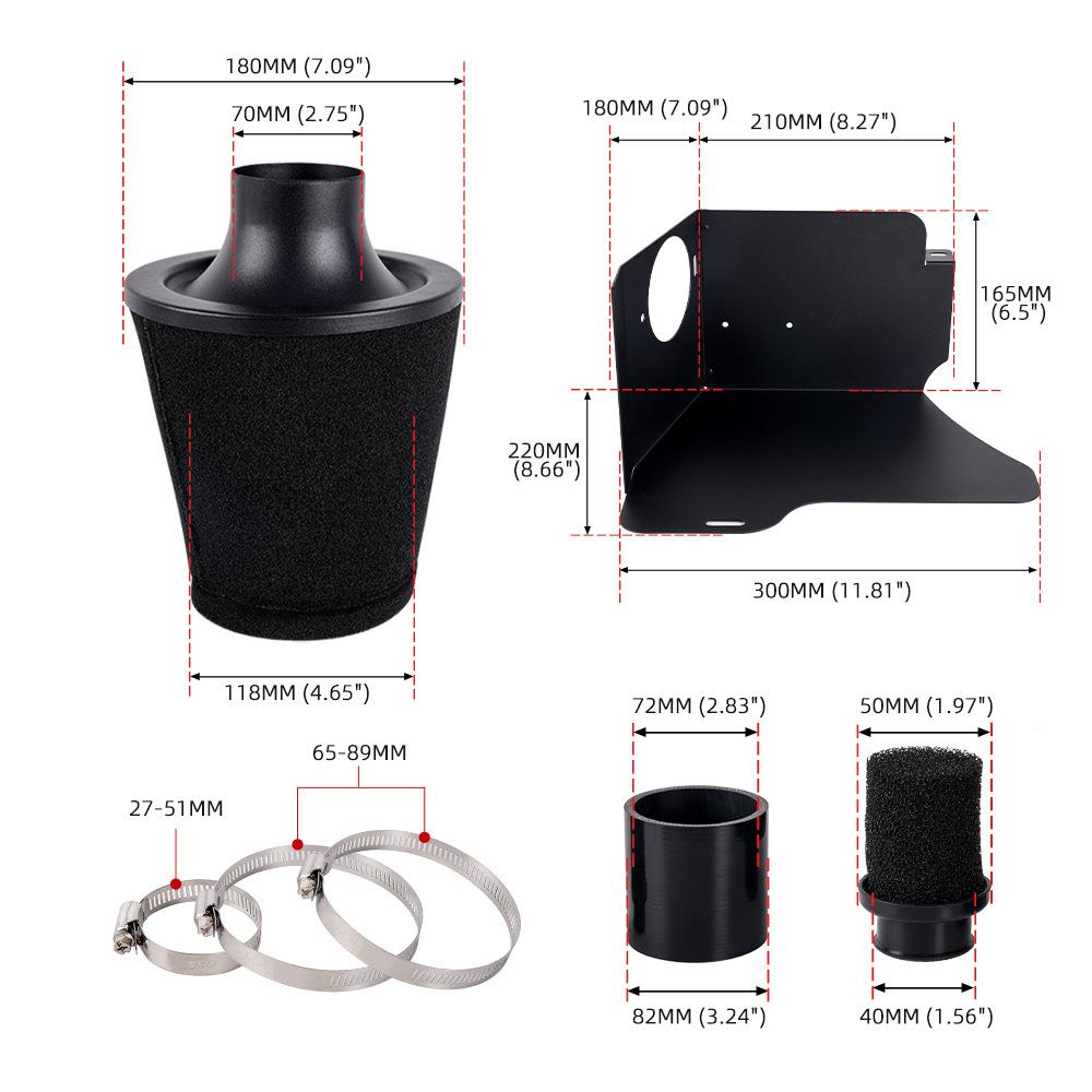 汽车改装A3L8-套70-150空菇气滤清器蘑头空滤海绵过滤HAN器件