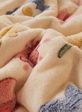 现厚货层毛毯加绒冬季儿20210825童小双午睡盖毯珊瑚保暖法兰绒毯