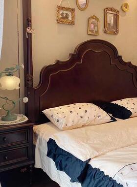 法式复床美式村主卧1.乡8米婚床现代简胡桃色轻奢约实木古双65465