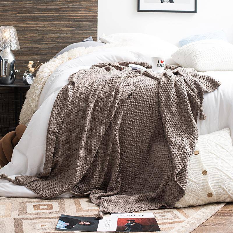 娃日RGG式夏针织流苏毯多功能休闲毯公室午休办盖毯披肩毛毯子