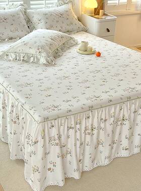 公主纯棉床裙F97MMJ76床罩式件1米8床防滑蕾丝花边风床套单2m春夏