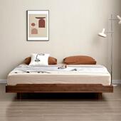 北美胡桃ATT原木悬浮床无床头床榻榻黑床卧室床全实木米床床架木