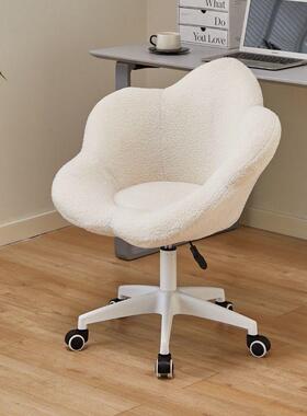 网红化妆椅女生凳卧室梳妆台凳转子轻化奢奶油风旋ZRF妆花瓣靠背