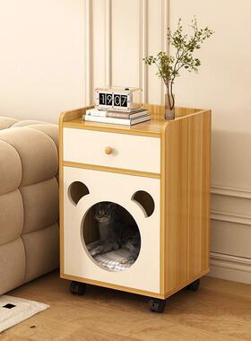 尚猫咪实木床功头时多能收纳柜猫窝四ZRF季通用