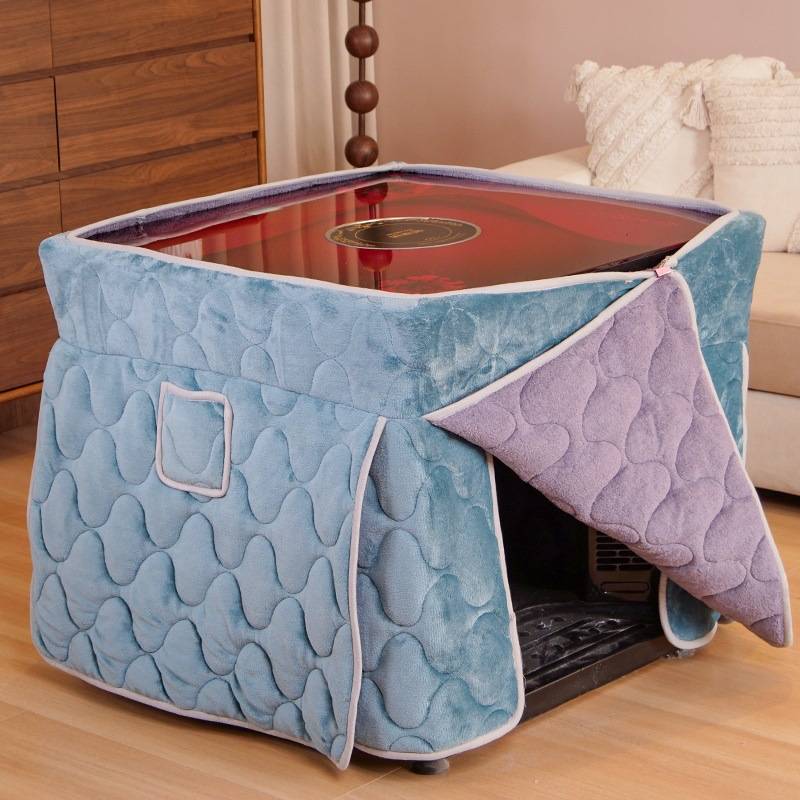 揭盖款分体式电暖桌烤火罩家用取暖烤火被桌罩套烤珊瑚绒罩套加厚