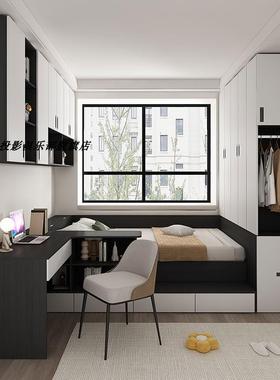 户型床衣柜一省空高箱小间卧体室带FHV书桌转角吊柜组小合定制储