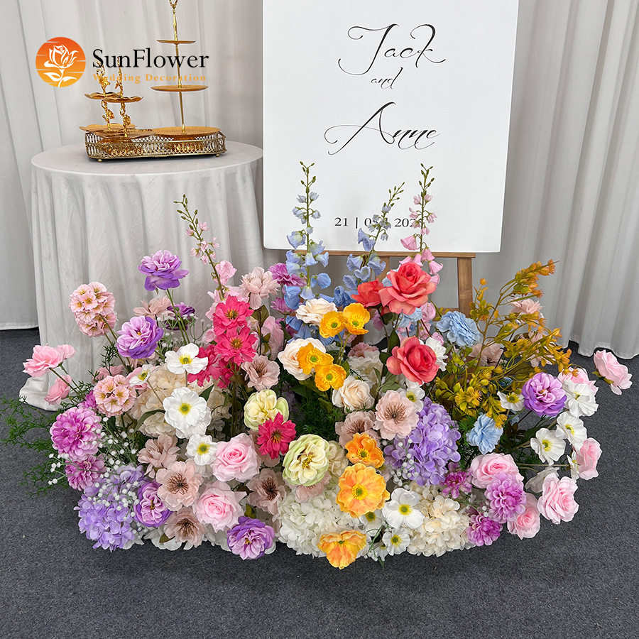 彩色多巴胺配色人造丝花蝴蝶兰兰花玫瑰花梅花排婚礼装饰