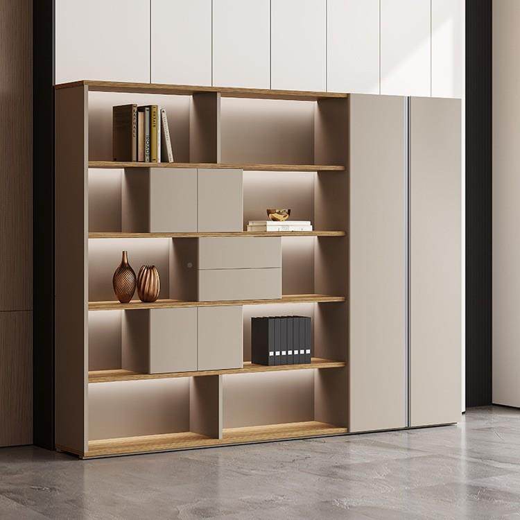 高档办大公家具柜配套文件书柜灯轻带落地书橱老板室背景柜CQM奢