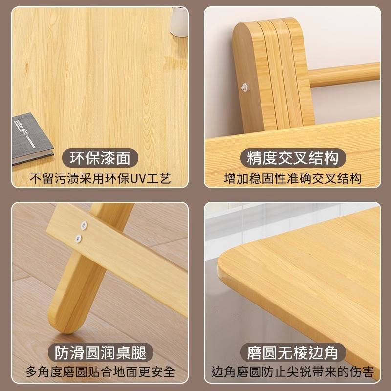 折叠餐桌实木圆桌子家用小户型饭桌户外摆摊便携吃饭圆桌简易方桌