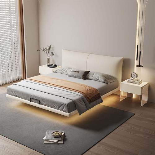 奶油风.高端悬浮床现代简约1轻米8米双人意式奢实木RCL主卧1.5大