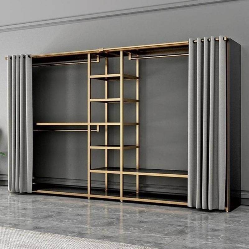 衣帽架钢结构衣柜家用卧室加厚双层加粗衣帽架两层