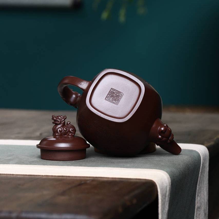 龙腾四海壶宜兴紫砂壶茶具文玩茶器泡茶壶名家纯手工刻绘原矿紫泥