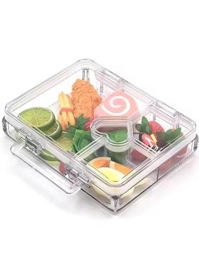 卡方形透明塑料饭盒微波胶炉扣可保鲜盒心形IKZ塑餐盒儿童午餐盒