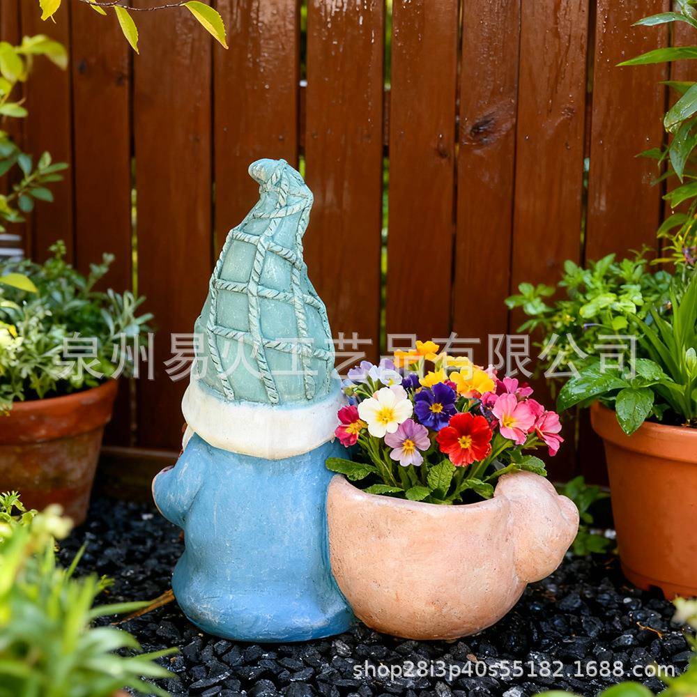 创意洋小人摆BNI件夏庭院矮海花园装饰树脂工艺品海滩侏儒季摆件