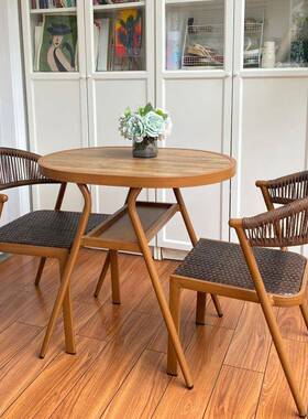 阳台收纳桌椅休闲户藤椅三件套小网茶红桌椅YT--0995外茶几小户型