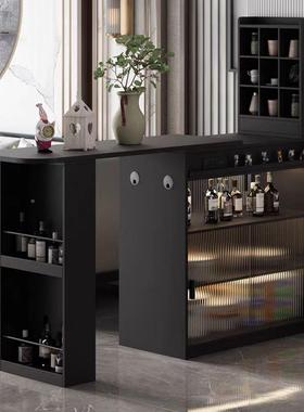 实木双面边吧桌家台用沙发柜台可伸缩小户型TIO隔断岛靠墙一体餐