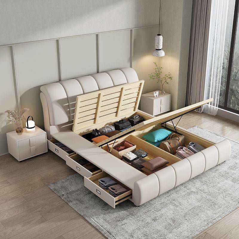 布艺8床双人1.米主卧室现代简FU-5435约小户型皮1.米床带软靠储物