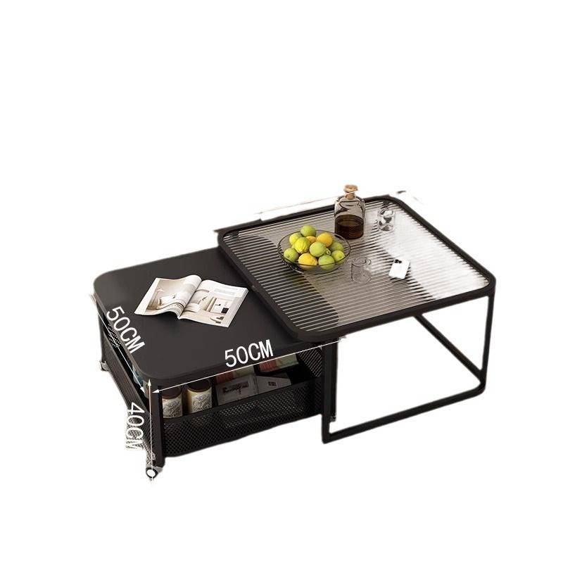 移动方形发光玻璃茶几小户型客厅家用网红茶桌极简组合小桌子餐桌