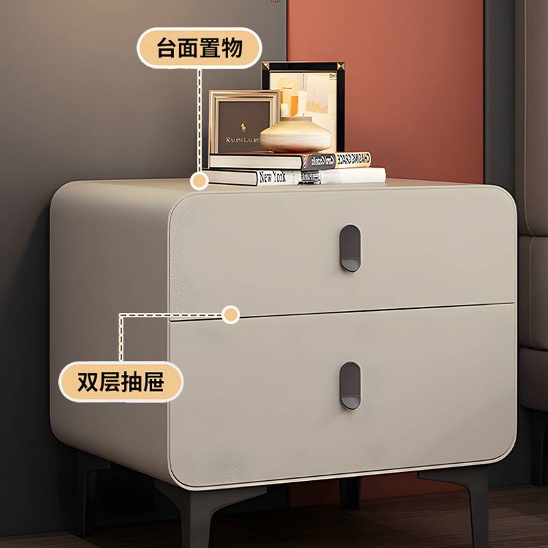 轻奢实木床头柜创意简约现代小型2024新款小型奶油风收纳柜储lyd