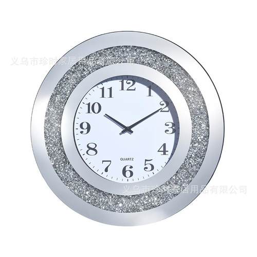 简约面代石挂钟现客钻厅壁挂BQL镜墙体艺术家用碎钻钟表