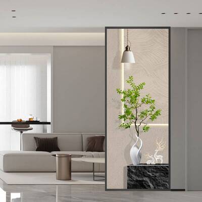 艺术玻璃屏风客厅浴室干区半墙卧室房间轻奢入户进门玄关隔断遮挡