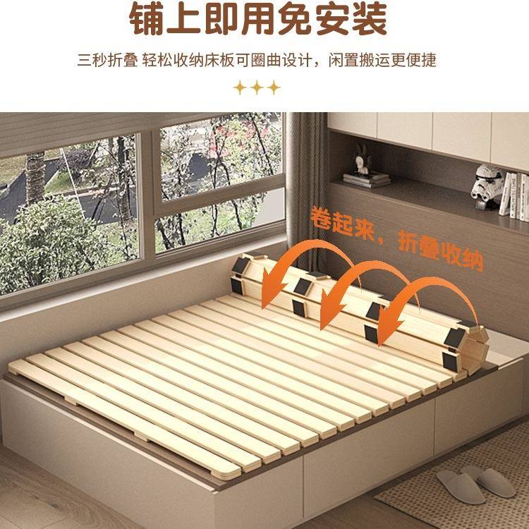 榻榻米床架实地木骨架床垫防铺排透气潮617床板可折叠松木床架子