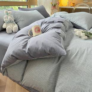 简约全被棉水洗3棉被套单CBP件100纯棉单双人宿舍10x200x250床单