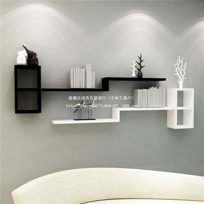 客墙面装饰书架厅上置物简架卧室床头家64423用壁挂墙式易收纳创