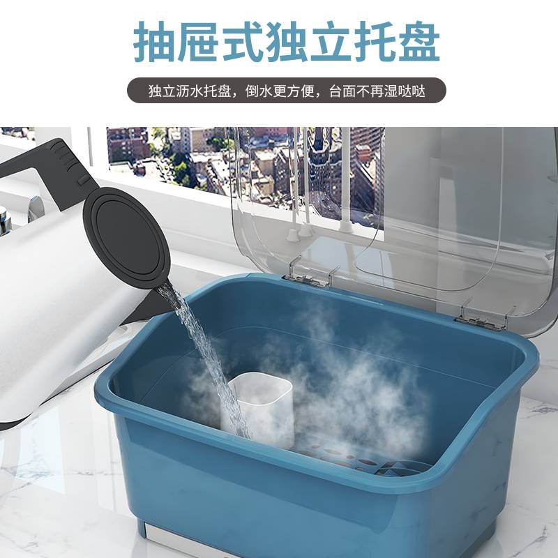 厨房台面碗筷收纳盒沥水晾碗架塑料家用碗柜双层放碗收纳箱置酬恒
