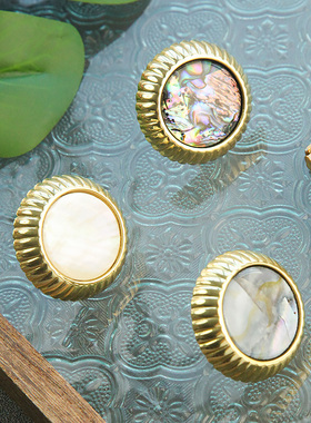 法式花贝壳黄铜拉手拉手衣柜门抽屉美式整体橱柜铜贝壳小把手