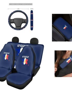 车前后排坐安垫套方印向盘套扶手套66308全汽带套足球主题花