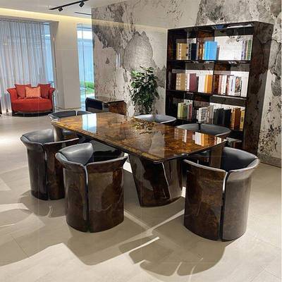 利BETL餐EY后现代轻奢餐桌椅组合意大N利1239别墅宾港式长桌6人饭