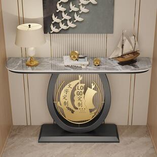 LRU墙岩板玄关桌端景台约意式靠入户柜简现代奢客厅供桌轻走廊玄