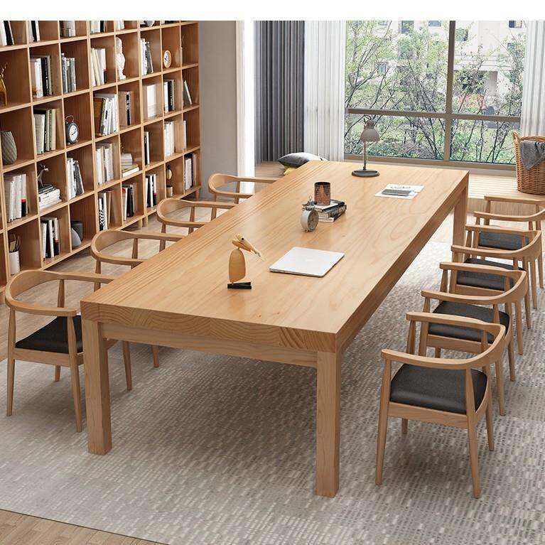 实木BLB览合室桌椅组会议桌大书桌工作台泡阅茶桌脑学习电桌办公