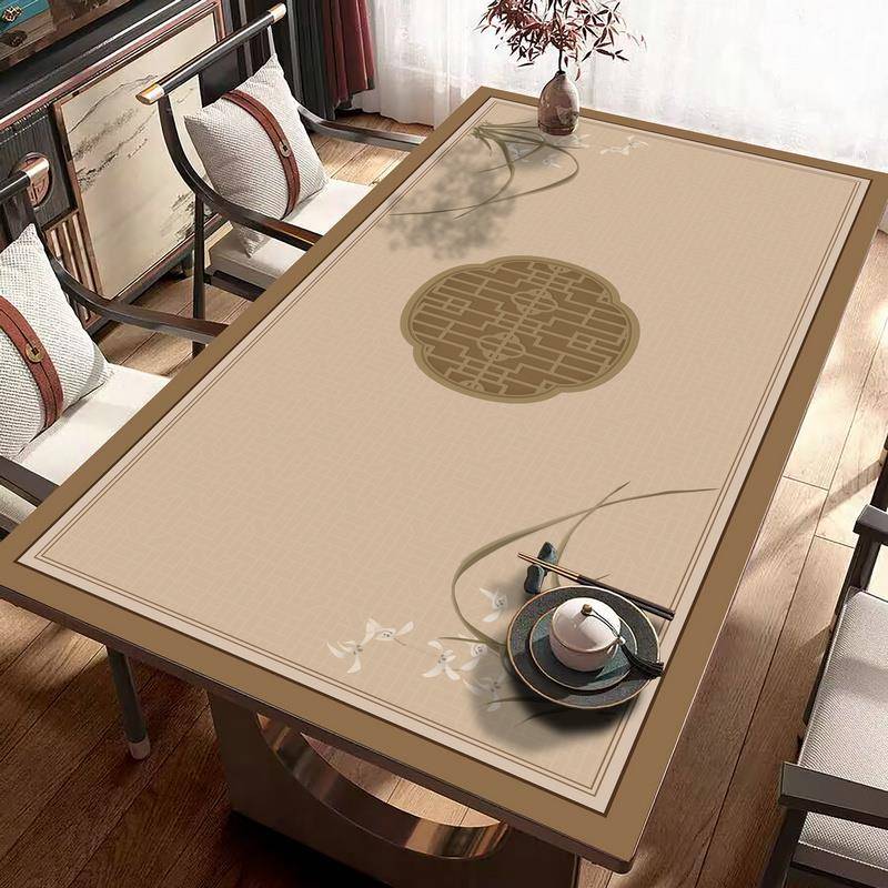 台华莲新中式桌布2025桌新餐桌垫防水防油防烫免ZHP洗茶几垫红款