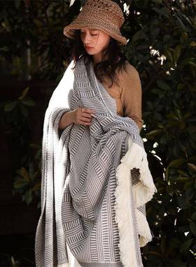 欧A类苏贝竖条纹针织毯子流沙发毯简76204办公室午睡毯利