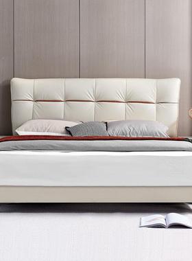 白色实木软床奶风科技布床高奢简婚约大床自软靠床带头主卧YAN油