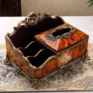 几欧式 客厅茶美桌OMC面 大号纸巾盒饰多功能遥控收纳盒高档轻奢式