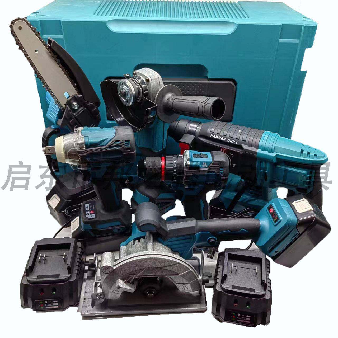 无刷UTQ锂6锤件组合工具套电角磨电扳手电钻切割机电链锯六件套