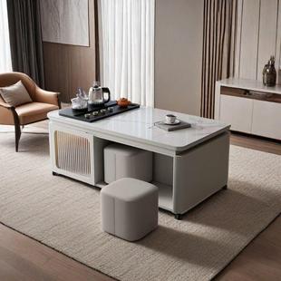 现代板多功能功夫实茶木体茶桌可移动茶几带泡mxj30120台一餐桌岩