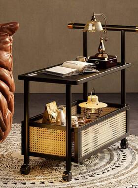 沙发边几中古茶几移动茶风小推车沙发边桌茶边几实WNX客厅木几小